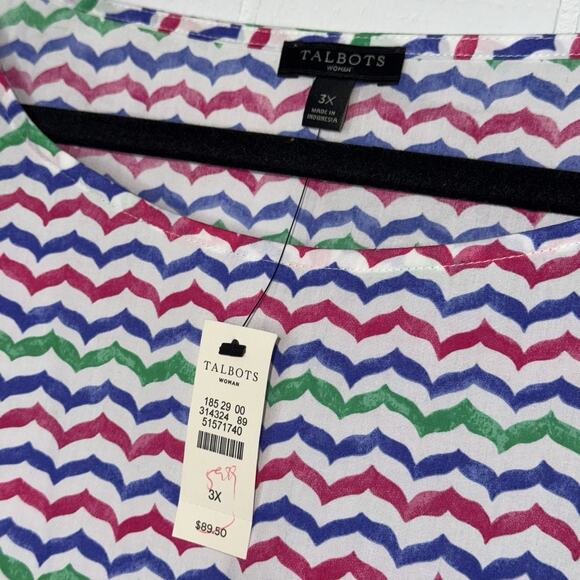 Talbots Woman Striped Cotton Blouse Tie Sleeves Size 3X NWT - Picture 4 of 5
